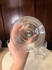 MCM Crystal Short Wine Water Glasses Thick Stem Set Of 3 Vintage 4.5”