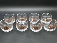 VIP MCM ROLY POLY Glasses Set oF 8 Black/Gold MCM Bar Cocktail Glasses Small