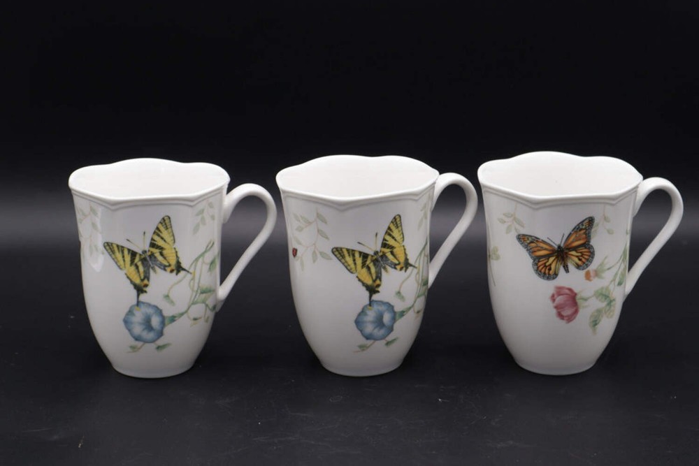 Lenox Butterfly Meadow Monarch and Tiger Swallowtail Mugs Set of 3