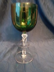 Vintage Tiffin Killarney Green Wine Glass 6 1/8” MCM 1950’s Set Of 2