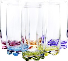 Colorful Glass Beverage Tumblers, 13.25oz – 6 Set