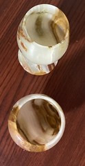 Marble Onyx Wine Goblets Pair Handcrafted Stone