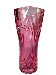 CRISTAL D’ARQUES CHATELET TUILERIES 9 1/2″ CRYSTAL PINK CRANBERRY 6 PANEL VASE