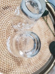 2 Vintage Libbey Tumbler Glasses 5.25” Embossed Lily of the Valley White Sparkle