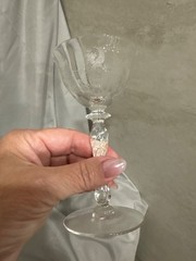 Set of 4 Tiffin-Franciscan Persian Pheasant Etched Cordial Glasses, Optic stem