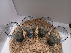 Set of 4 Vintage Libbey Blue Seashell Cooler Glasses 17 Ounce 6 Inches Tall