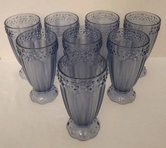 DRINKING GLASS GORHAM STYLE PLASTIC SET OF 8 BLUE 7″ PERFECT FOR PICKNICKS