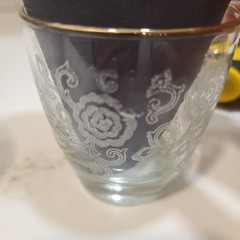 Vtg Homer Laughlin Glasses Set of 2 Lacey Queen Esther White Flowers Gold Rim