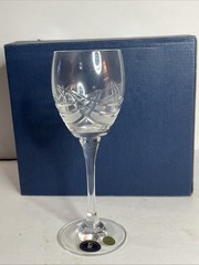 6 Crystal SKLO Bohemia Wine Glasses Kalíšek pattern Czeck Republic In Box. VTG