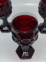AVON Red Ruby “Cape Cod” VTG Wine Glasses Goblets 1975-1992 4 5/8” set of 4