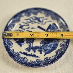 Vintage Blue White Transferware Tea Cup & Saucer Windmill Landscape Scene
