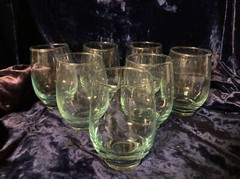 Set Of 7 Vintage LIBBEY Light Blue Tint Clear Glass Tumblers 4½» 12oz
