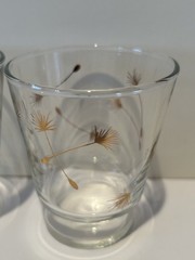 Vintage Libbey Gold Dandelion Seeds Drinking Small Juice Shot Glasses Set Of 3