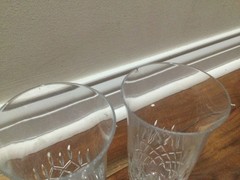 2 Towle King Richard Champagne Flute Glasses 8.75″ Crystal Vintage Toast CHIPS