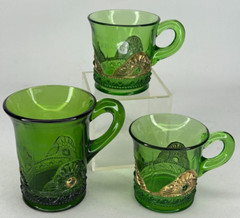 Englehart/Matheson ONT. Canada Lacy Medallion Emerald Green Glass Gold Accents