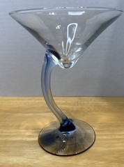 Libbey Bravura Swerve Martini Glass 6.5 In. With Blue Unique Swirl Base