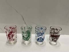 Swanky Swigs Vintage Juice Glasses 6oz (Lot Of 4) All Different Color & Design