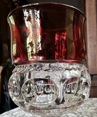 Ruby Glass Goblet in Red and Clear, Round Glossy Drinkware