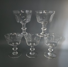 5 Lenox Crystal Six Sided Sherbet (or cocktail!) Glasses 5″