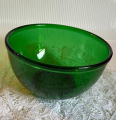 MCM ~ ANCHOR HOCKING CLEAR FOREST GREEN GLASS 7″ MIXING BOWL ~ DISCONTINUED