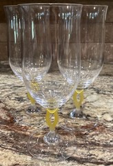 RARE THREE(3) MIKASA TUSCAN YELLOW PIERCED STEM ICE TEA GOBLET 8”T LOOK UNUSED