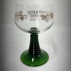Vtg Schmitt Sohne Wine Glass Grape Vines Beehive Green Stem W Germany 0.1 L