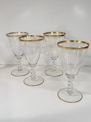 Vtg Cambridge Wedding Band Collection Wine Glasses Set 4 Gold Trim Elegant