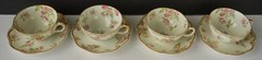 Haviland Limoges Double Gold #39 Roses Cup Saucers (4)