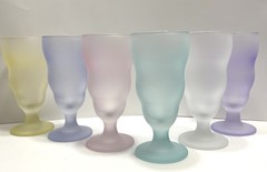 Vintage Set of 6 Libbey Watusi Soda Fountain Satin Frosted Fundamentals Glasses