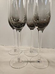 Set Of 4 Pier 1 Smokey Grey Crackle Glass Champagne Flutes Glasses Discontinued