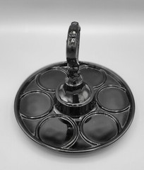6 Weston Lilly Pad Foot 4oz Glasses LE Smith Black Amethyst Glass Tumbler Caddy