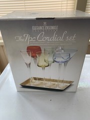 NEW The 7pc Cordial Set by Elegance Ensemble with Gold Tray