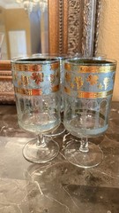 Set Of 4 Cera Glass Golden Grapes Green Water Goblet(s)