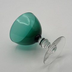 Emerald Green Sherbet 6 oz. W/Clear Stem and Base 4.75” Tall, Set of 4