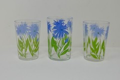 Kraft Foods Swanky Swigs Glasses Juice Glass Blue & Red Cornflower