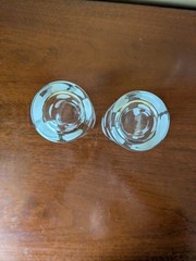 2 Vintage Highball Glasses with Large Etched Polka Dots 14 oz