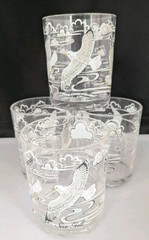 Vintage MCM Stotter Glasses Seagulls Acrylic 12 Oz Low Ball Set of 4 Beach
