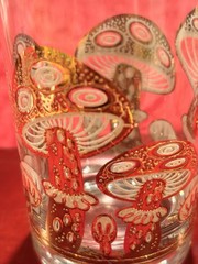 Vtg Rare Culver 22K Gold Magic Mushroom Highball Glasses Set MCM Barware Set-3