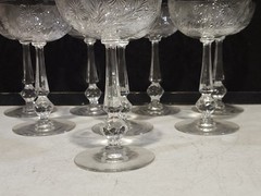SET OF 8- TIFFIN FRANCISCAN- FLEURETTE CRYSTAL 6″ CHAMPAGNE TALL SHERBET GLASS