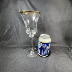 4 MIKASA Jamestown Wine Goblets Glasses Gold Trim Crystal FLUTED 9 1/4” Tall