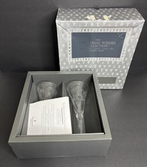 2 Waterford Crystal Universal Wishes Toasting Flutes Millennium Collection Box