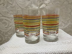 4 Genuine Fiesta Pastel Striped 4.25” Juice Glasses (See Photos #2 #3) EUC