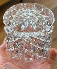 6 VINTAGE DIAMOND CUT DOUBLE OLD FASHIONED CRYSTAL CLEAR SCOTCH GLASSES 3 3/4″