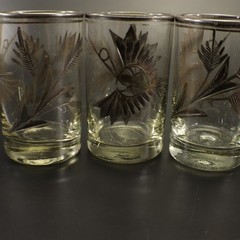Peruvian Sterling Silver Overlay SHOT GLASSES Ax & Wheat set of 3 Barware