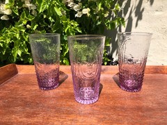 3 Anthropologie FLEUR De LIS 14 Oz 6″ Amethyst Lavender Tumblers: MINT
