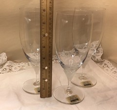 (3) Miller Rogaska Crystal Reed Barton Laura Iced Tea Glass Frosted Floral Stem
