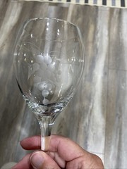 Vintage Cut/ Etched Crystal Grapevine Wine Glass Replacement Piece8 Inches Tall