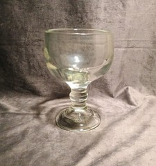 Vintage Heavy 18 Oz Clear Glass Green Tint Goblet MCM