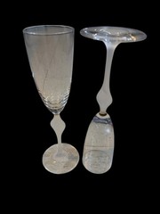 OSCAR DE LA RENTA CRYSTAL WEDDING BAND CHAMPAGNE FLUTES RARE SET OF 6 GLASSES