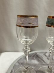 Cristalleria Fumo Italian Cordial Liqueur Glasses Set of 4 Gold Rim Boxed